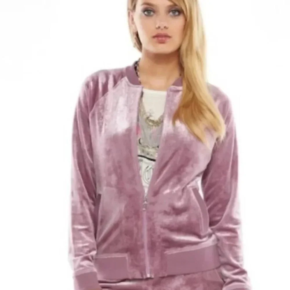 VTG Y2K Juicy Couture Lilac Shimmer Zip Up Velour Track Jacket